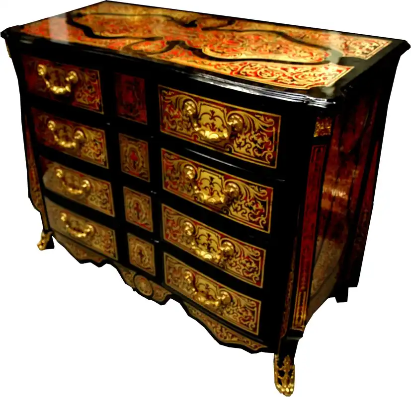 Sofort Bestellen Casa Padrino Baroque Boulle Dresser Black / Gold / Red 112 cm - Aparador para mueble