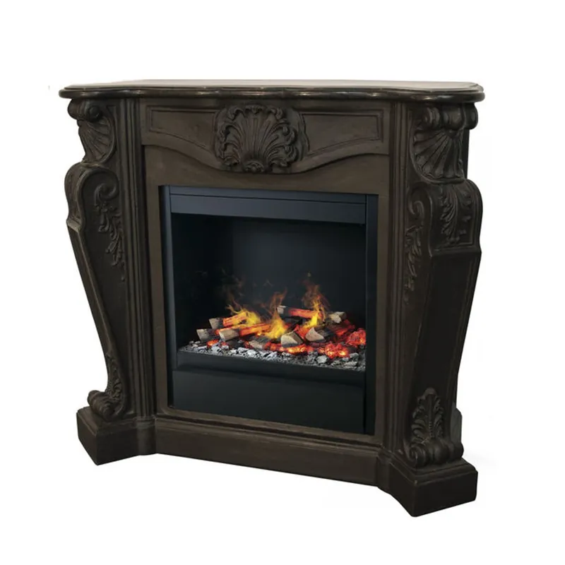 Casa Padrino chimenea de lujo Art Nouveau negra con inserto de chimenea de vapor LED 118 x 43 x H. 111 cm - Chimenea eléctrica de lujo con función de vapor Nur Für Kurze Zeit