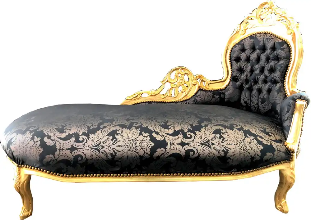 Highlight Casa Padrino Chaise Longue Patrón negro / dorado - Recamiere Baroque Furniture