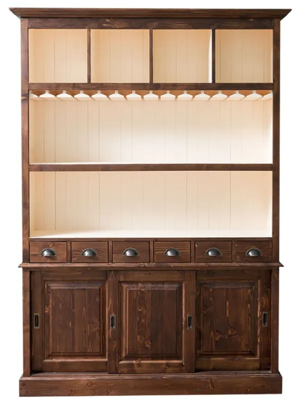 Casa Padrino Mueble Bar Estilo Country Marrón / Blanco 150 x 35 x H. 210 cm - Gabinete de Madera Maciza - Muebles de Barra Estilo Country Saisonangebot