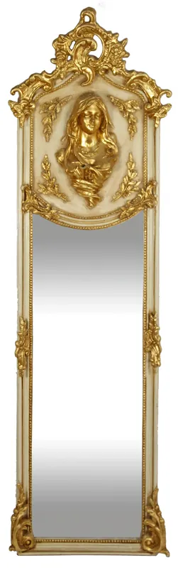 Top-Angebot Casa Padrino Espejo de Pared Barroco de Lujo Madonna Crema / Oro 55 x H. 175 cm - Sólido y Pesado - Espejo de Estilo Antiguo