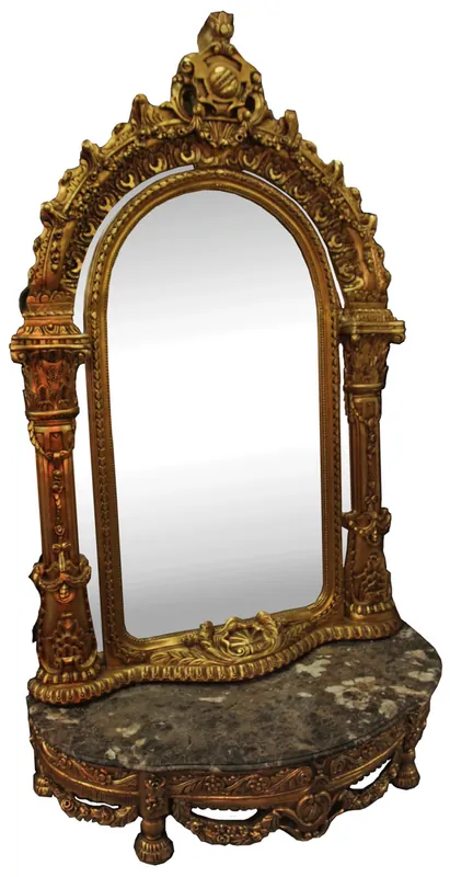 Zertifiziert Casa Padrino consola de espejo barroco con encimera de mármol oro / negro 145 x 55 x H. 250 cm - Muebles de Armario de Estilo Barroco - Precioso y Suntuoso