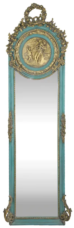 Casa Padrino Espejo Barroco Turquesa / Oro Antiguo 55 x H. 175 cm - Sólido y Pesado - Espejo de Pared de Estilo Antiguo Neue Ware