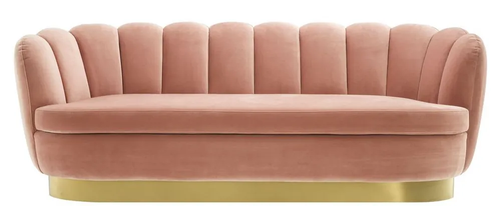 Casa Padrino sofá de terciopelo de lujo color de la piel / latón 225 x 90 x H. 80 cm - Sofá de Salón - Calidad de Lujo Neue Ware