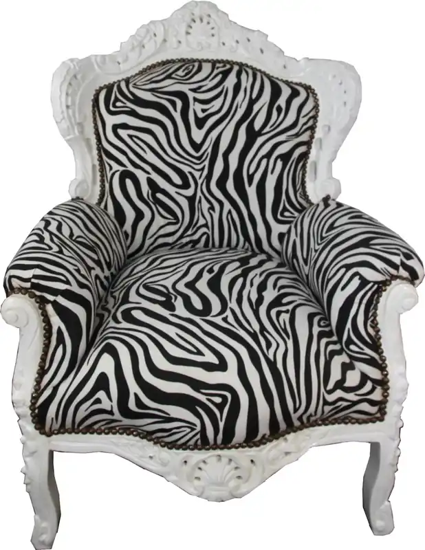 Begrenztes Angebot Casa Padrino Sillón barroco King Zebra / White - Muebles de estilo antiguo Negro Blanco