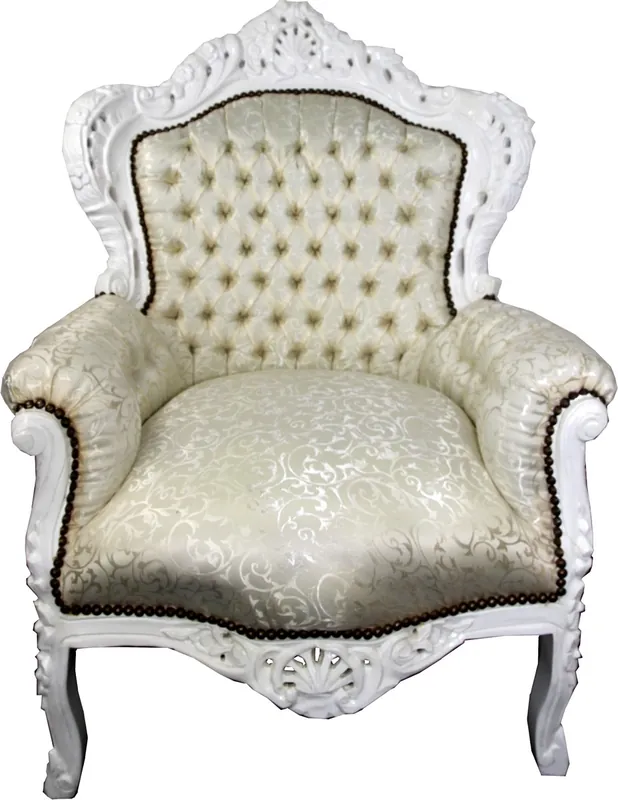 Casa Padrino Sillón Barroco King Cream Pattern / White - Baroque Furniture Jetzt Bestellen