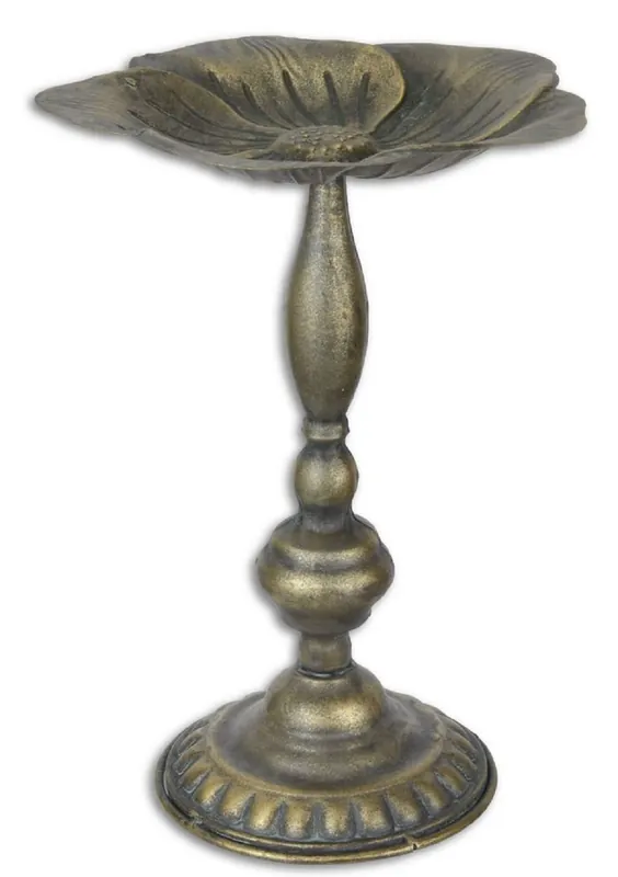 Casa Padrino Baño de Pájaros Art Nouveau con Soporte Bronce Antiguo Ø 24,2 x H. 34 cm - Decoración de Jardín Barroco y Art Nouveau Highlight