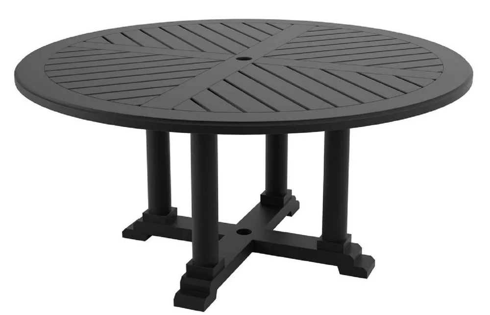 Casa Padrino mesa de comedor de lujo negro mate Ø 160 x H. 75 cm - Mesa de Cocina Redonda Hecha de Aluminio Duradero de Alta Calidad - Mesa de Jardín Saisonangebot