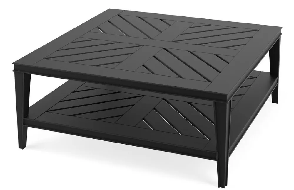 Geprüft Casa Padrino mesa de centro de lujo negro mate 100 x 100 x H. 42 cm - Mesita Cuadrada Hecha de Aluminio Duradero de Alta Calidad - Mesa de Jardín