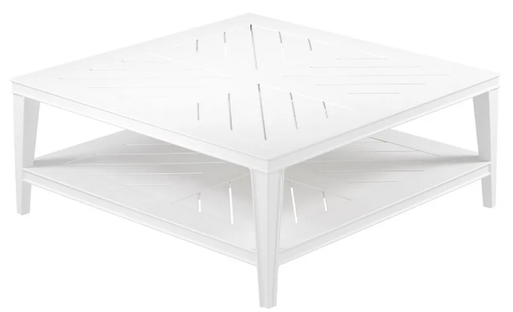 Casa Padrino mesa de centro de lujo blanco 100 x 100 x H. 42 cm - Mesita Cuadrada Hecha de Aluminio Duradero de Alta Calidad - Mesa de Jardín Neu