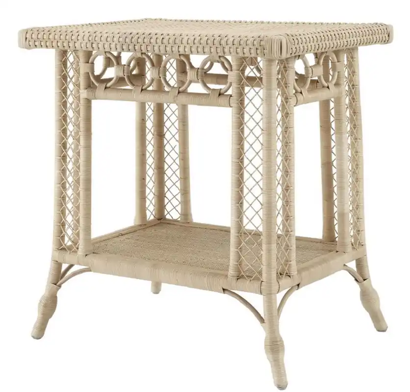 Casa Padrino mesa auxiliar de ratán de lujo natural 75 x 55 x H. 77 cm - Muebles de Salón de Lujo Geprüft