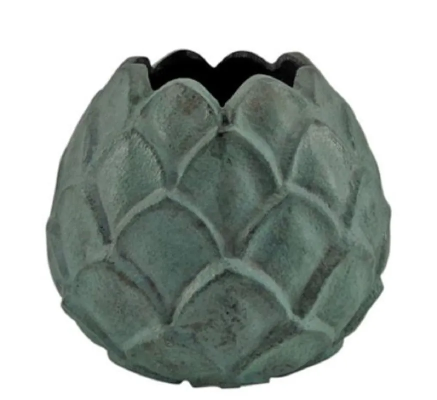 Preis Gesenkt Casa Padrino jarrón de aluminio verde menta Ø 16 x H. 13 cm - Jarrón de Flores Decorativo en Diseño de Piña