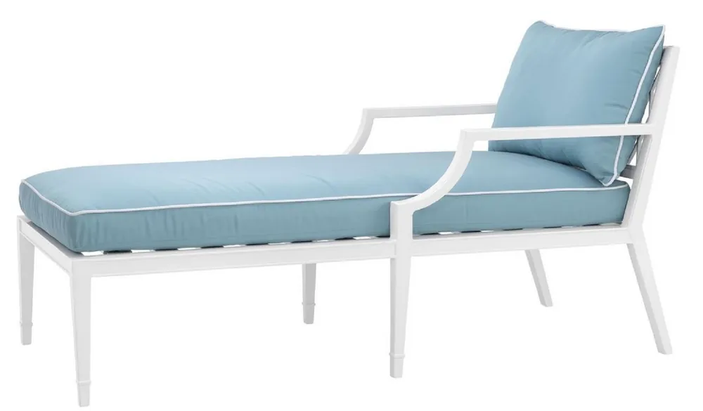 Sale Casa Padrino chaise longue de lujo blanco / azul claro 68,5 x 157 x H. 79 cm - Sillón Reclinable de Aluminio Duradero de Alta Calidad - Muebles de Sala - Muebles de Jardín - Muebles de Gastronomía