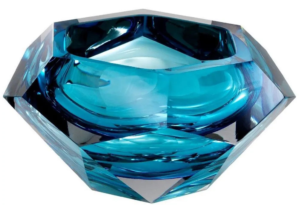 Casa Padrino tazón de vidrio cristal de lujo azul 20 x 20 x H. 9,5 cm - Cuenco Decorativo Hexagonal - Accesorios de Lujo Neu