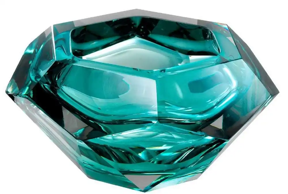 Casa Padrino tazón de vidrio cristal de lujo turquesa 20 x 20 x H. 9,5 cm - Cuenco Decorativo Hexagonal - Accesorios de Lujo Neue Ware