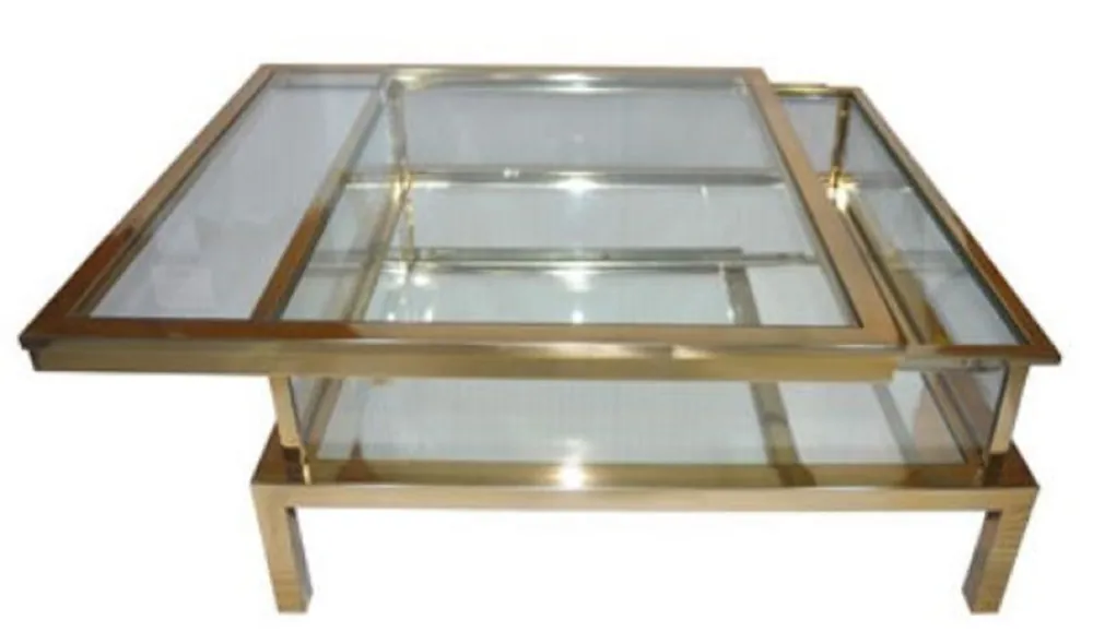Casa Padrino mesa de centro de lujo de acero inoxidable oro 100 x 100 x H. 40 cm - Mesa de Centro Cuadrada con Tapa de Vidrio - Muebles de Sala Saisonangebot