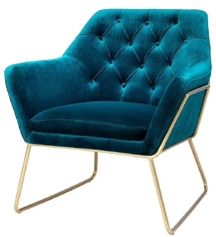 Casa Padrino sillón de terciopelo lounge de lujo azul / latón 75 x 78 x H. 82 cm - Sillón de Salón Retro - Muebles de Lujo Saisonangebot