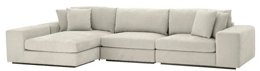 Casa Padrino sofá esquinero de lujo arena / negro 380 x 200 x H. 90 cm - Sofá de Salón con Cojines - Calidad de Lujo Solange Der Vorrat Reicht
