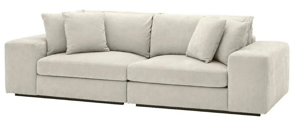 Begrenztes Angebot Casa Padrino sofá de salón de lujo con cojines arena / negro 280 x 120 x H. 90 cm - Calidad de Lujo