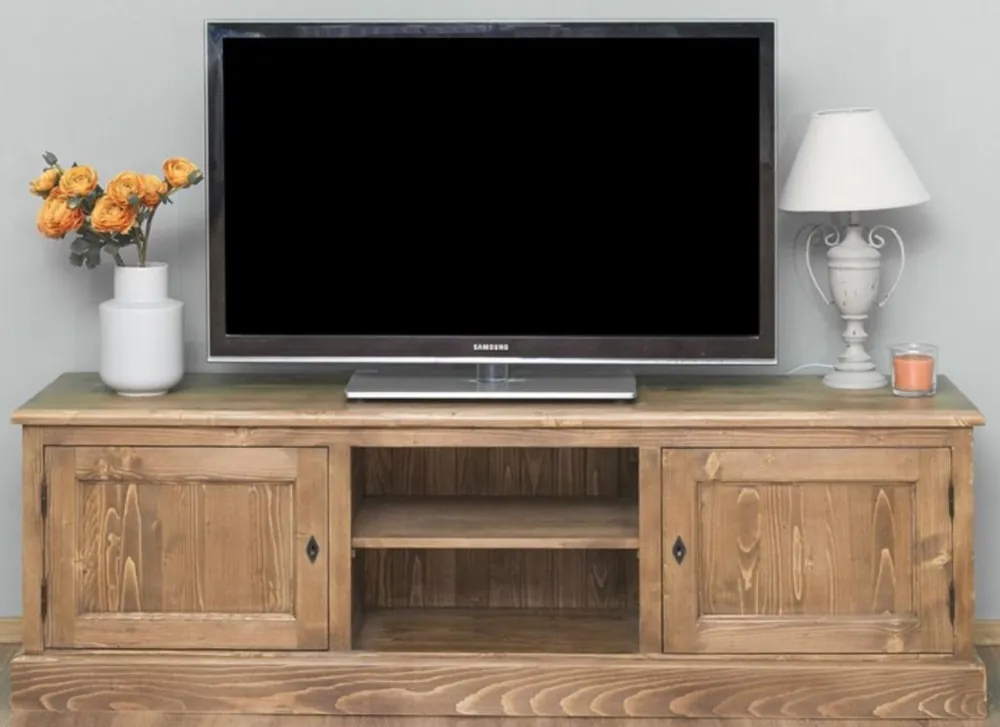 Neue Kollektion Casa Padrino aparador de estilo campestre con 2 puertas marrón 180 x 46 x H. 56 cm - Mueble TV de Madera Maciza - Mueble de Salón - Muebles de Estilo Campestre