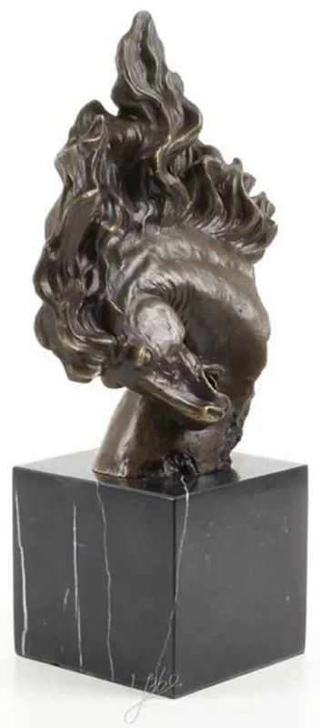 Casa Padrino figura de bronce de lujo cabeza de caballo bronce / oro / negro 16,3 x 10,3 x H. 30 cm - Escultura Deco con Base de Mármol Schneller Versand