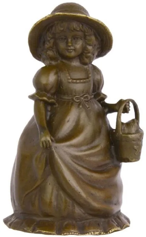 Top-Angebot Casa Padrino Campana de Mesa Art Nouveau Niña con Cesta Bronce / Oro 7,1 x 6,5 x H. 12,4 cm - Campana de Servicio Campana de Bronce - Accesorios de Hostelería