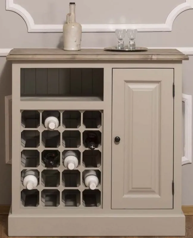 Garantierte Lieferung Casa Padrino armario de vino de estilo campestre con puerta beige / natural 90 x 41 x H. 90 cm - Muebles de Estilo Campestre