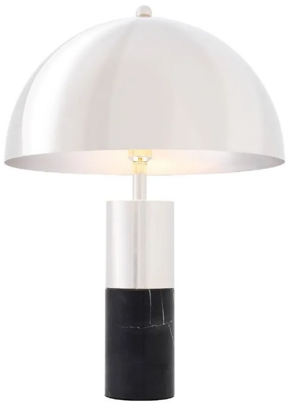 Casa Padrino lámpara de mesa de lujo plata / negro Ø 50 x A. 70 cm - Lámpara de Mesa con Pantalla de Metal Redonda Geprüft