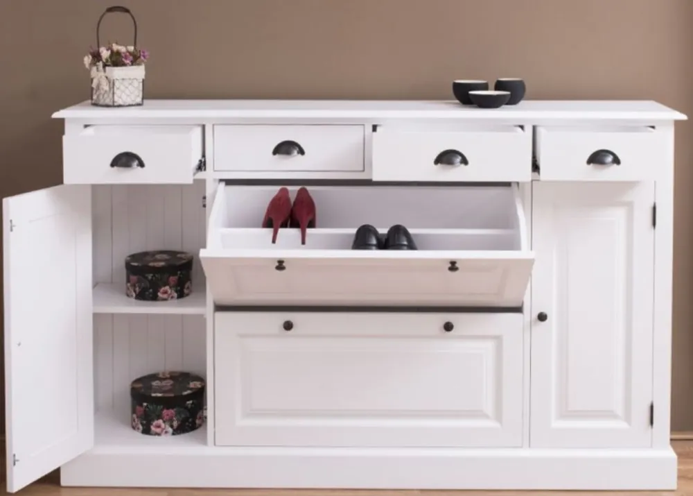Casa Padrino armario de madera maciza de estilo campestre blanco 176 x 35 x A. 105 cm - Aparador - Cómoda - Perchero - Armario de Tablas - Muebles de Estilo Campestre Sale