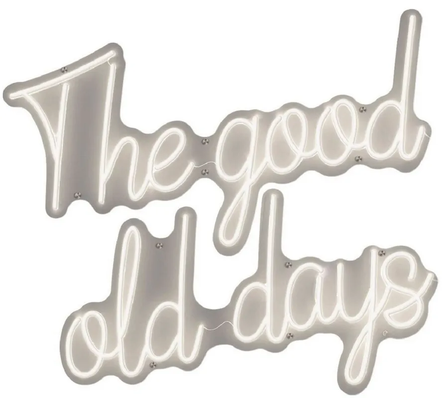 Direkt Vom Hersteller Casa Padrino Letrero de Neón LED de Lujo The Good Old Days Blanco Neon 97 x 2 x A. 90 cm - Letrero LED Deco - Decoración de Pared de Lujo
