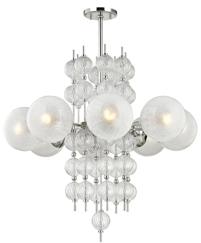 Knallerangebot Casa Padrino araña de luces de lujo plata Ø 85 x A. 82,5 cm - Araña de Luces de Metal Moderna con Bolas de Cristal Corrugado en Espiral y Pantallas de Cristal Esféricas