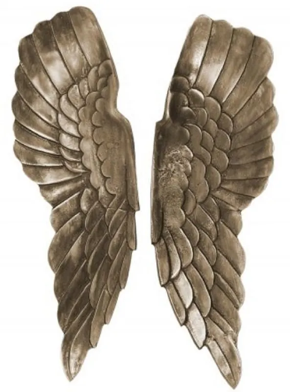 Casa Padrino alas de ángel de metal plata antigua / bronce 20 x 5 x A. 65 cm - Decoración de la Pared - Accesorios Deco Wochenendangebot