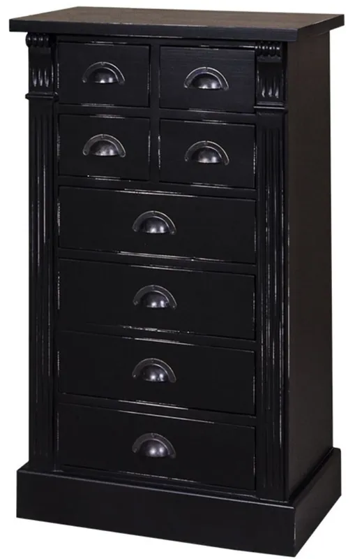 Casa Padrino cómoda de madera maciz de estilo campestre con 8 cajones negro antiguo 60 x 36 x A. 100 cm - Muebles de Estilo Campestre Heißes Angebot