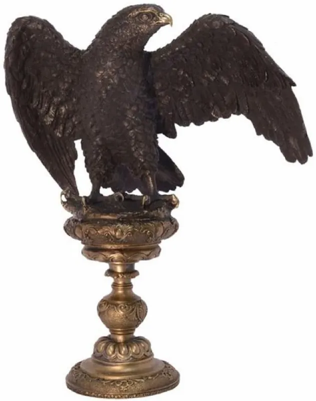Abverkauf Casa Padrino escultura de bronce Art Deco águila sobre base negro / gris 34 x 22 x A. 37,7 cm - figura de bronce - figura de decoración - Accesorios de Decoración