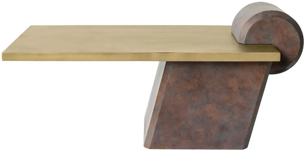 Casa Padrino mesa de centro de diseño latón / cobre antiguo 115 x 60 x A. 53 cm - Mesa de salón de hormigón reforzado con fibra de vidrio - Calidad de Lujo Finale Aktion
