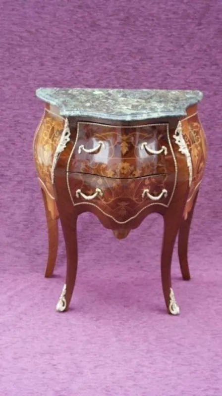 Casa Padrino Baroque chest of drawers with marble top inlaid Brown - Model Mahogany - bedside table Expressversand