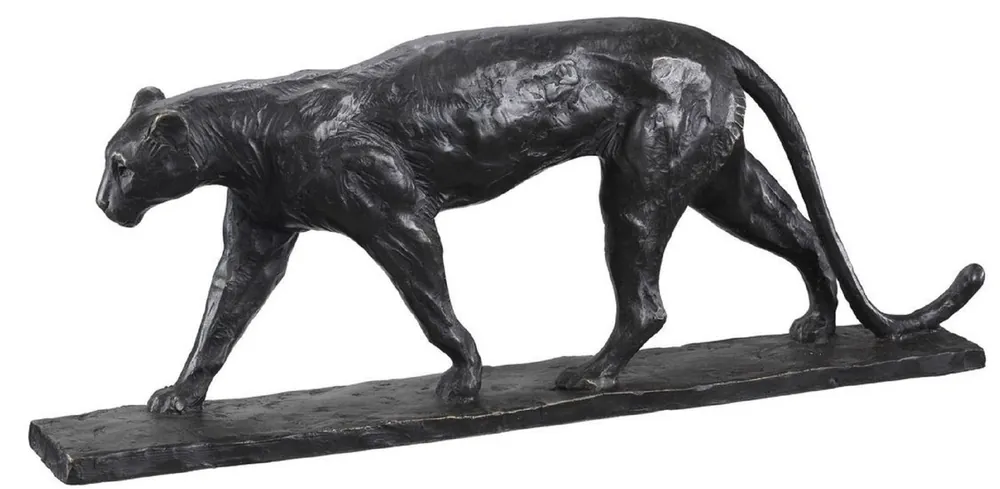 Casa Padrino escultura de bronce de lujo leopardo negro 49 x 7 x A. 18,5 cm - Figura de bronce - Figura animal - Accesorios Decorativos Beliebt