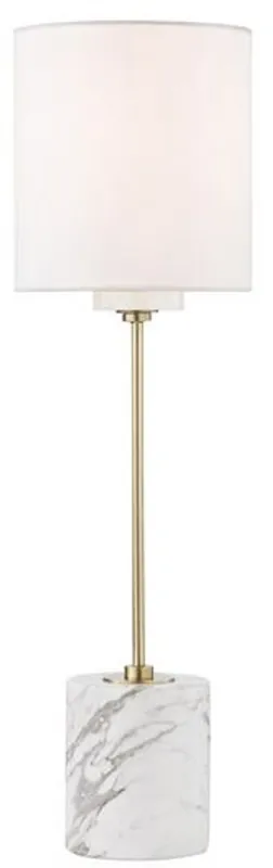 Jetzt Bestellen Casa Padrino lámpara de mesa de lujo latón antiguo / blanco Ø 15,9 x A. 55,9 cm - Lámpara de mesa redonda moderna con pantalla de seda sintética y base de mármol