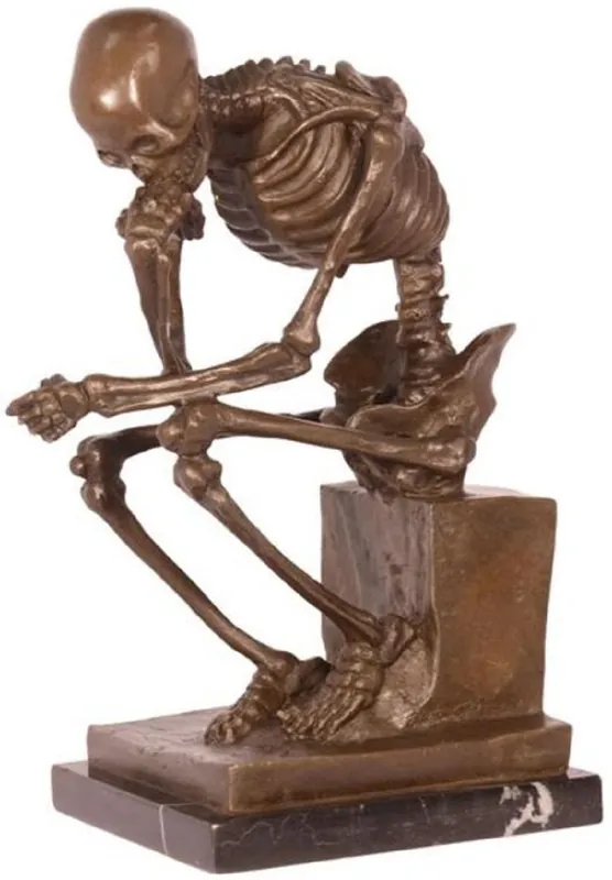 Casa Padrino figura de bronce de decoración el esqueleto pensante bronce / negro 16,8 x 13,1 x A. 24,6 cm - Escultura de Bronce - Figura Decorativa Direktkauf