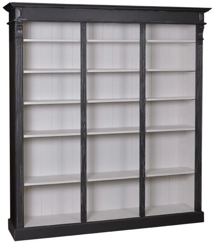 Schnäppchen Casa Padrino armario de libros estilo campestre negro antiguo / gris claro 180 x 39 x A. 197 cm - Armario de Madera Maciza - Armario Estante - Armario para Sala de Estar - Muebles de Estilo Campestre