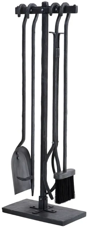 Casa Padrino conjunto de chimenea de lujo zinc antiguo / negro 15,5 x 29 x A. 78 cm - Conjunto de chimenea de 4 piezas con soporte - Accesorios para Chimenea Nur Heute