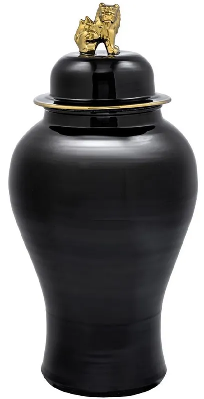 Casa Padrino jarrón decorativo de lujo negro / oro Ø 42 x A. 90 cm - Jarrón Chino de Porcelana con Tapa Angebot