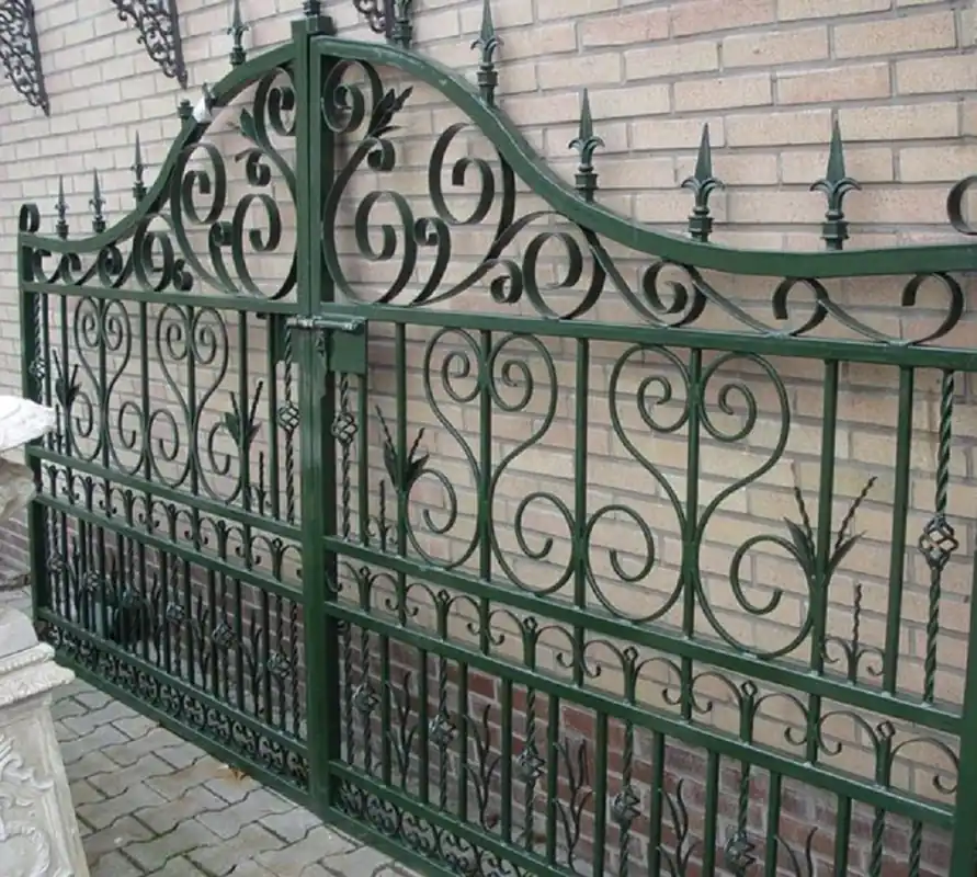 Expressversand Casa Padrino Puerta de Entrada Art Nouveau Verde 336 x A. 206 cm - Puerta de Doble Ala - Puerta de Metal - Accesorios de Jardín Barroco y Art Nouveau