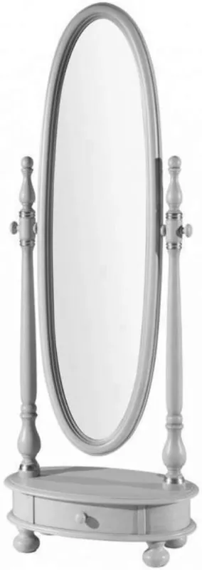 Casa Padrino espejo de pie barroco de lujo gris claro / plata 62 x 37 x A. 169 cm - Espejo de dormitorio ovalado con cajón - Calidad de Lujo - Hecho en Italia Jetzt Kaufen