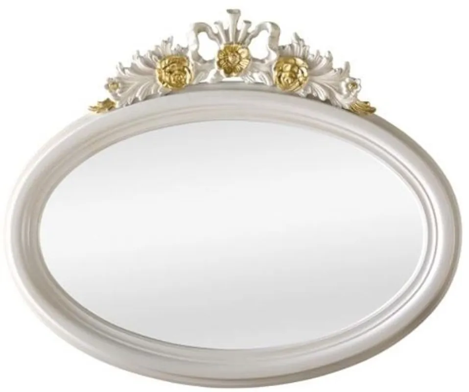 Expressversand Casa Padrino espejo barroco de lujo marfil / oro 118 x 5 x A. 95 cm - Espejo de pared ovalado en estilo barroco - Muebles Barrocos