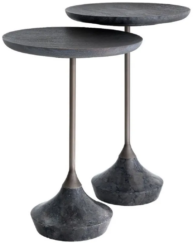 Garantierte Lieferung Casa Padrino conjunto de mesa auxiliar de lujo gris / bronce Ø 35 cm - Mesas redondas de mármol - Muebles de Salón de Lujo