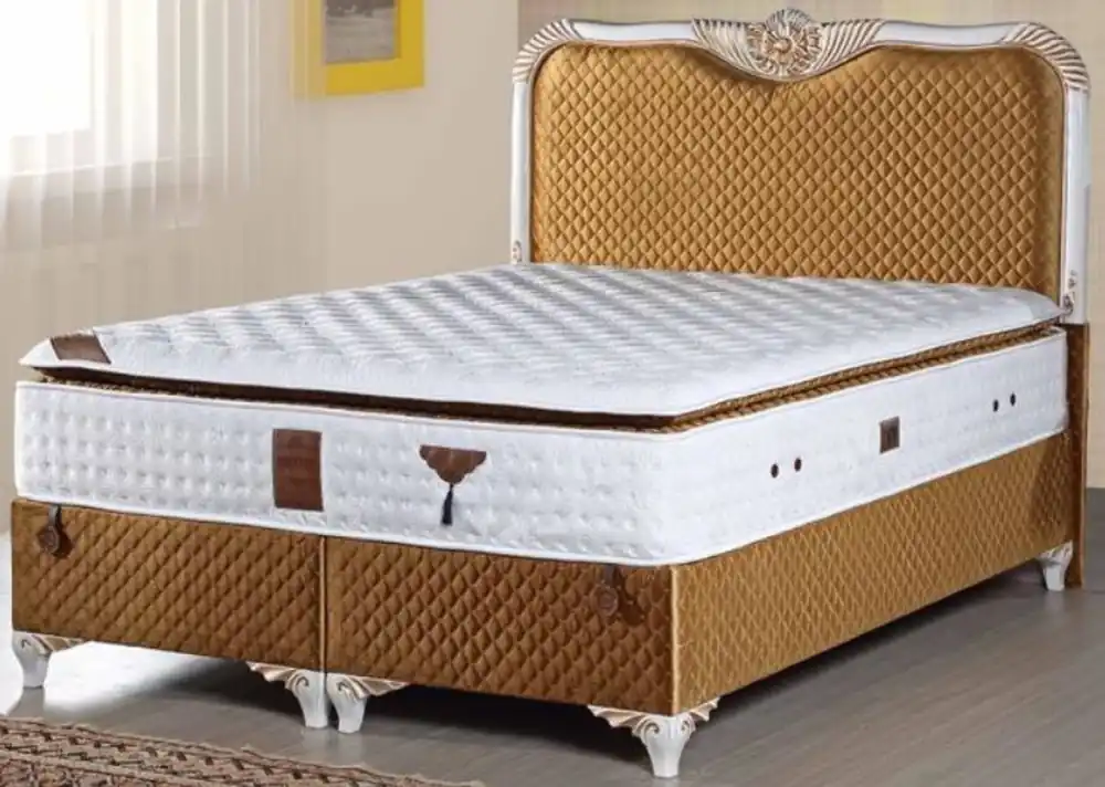 Casa Padrino cama barroca con colchón oro / blanco - Cama doble noble de estilo barroca - Muebles de Dormitorio Meistverkauft