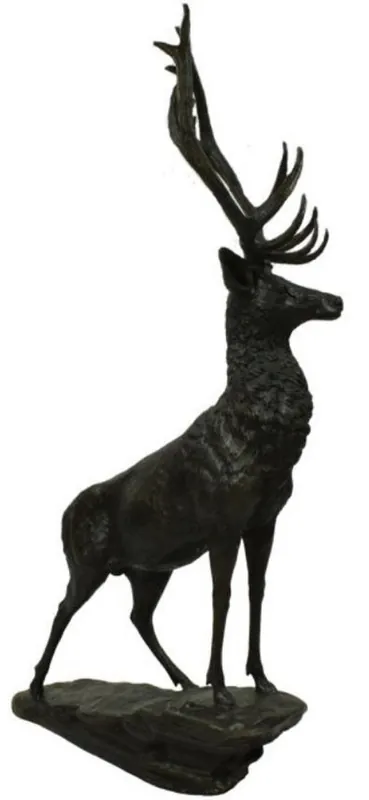 Casa Padrino escultura de bronce de lujo ciervo sobre roca bronce / negro 80 x 60 x A. 160 cm - Figura de Bronce - Figura Animal - Accesorios de Decoración de Hoteles y Restaurantes Top-Preis