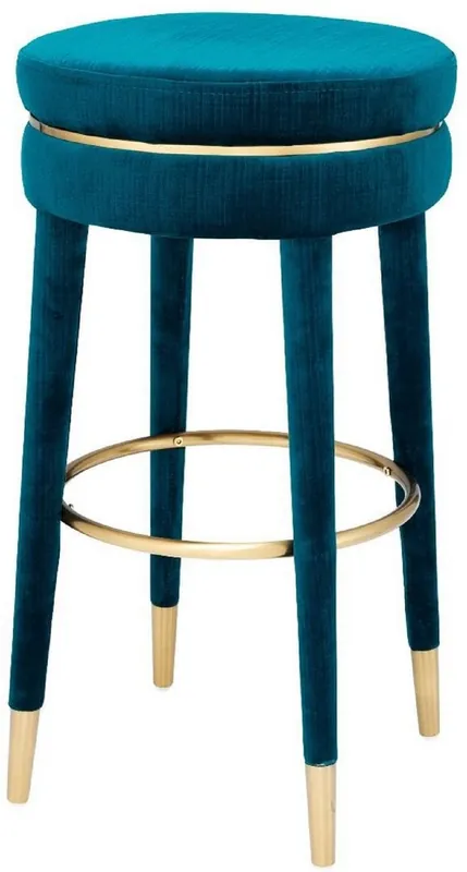 Solange Der Vorrat Reicht Casa Padrino taburete de bar de lujo azul / latón Ø 41 x A. 78 cm - Taburete Redondo de Terciopelo - Muebles de Lujo