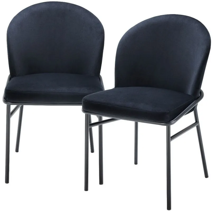 Expressversand Casa Padrino sillas de comedor de lujo negro 49 x 56 x A. 82 cm - Sillas de cocina con terciopelo fino - Conjunto de Comedor